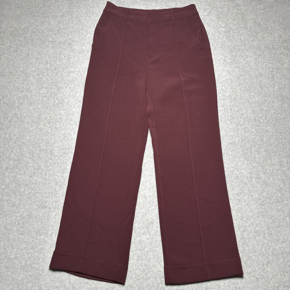 Cinq a Sept 5a7 Juliet Pleated Draped Straight Leg Trouser Maroon Dress Pants 2